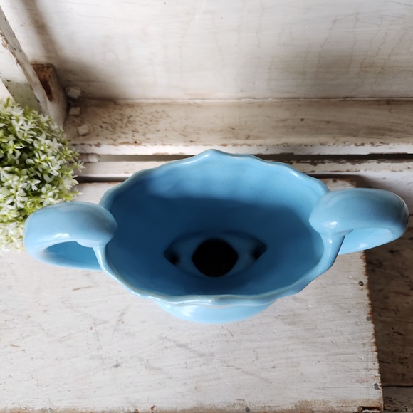Camark Pottery 404 Blue Double Handle Trophy Vase- 1930s Retro Pottery- Art Deco - Picture 4 of 10